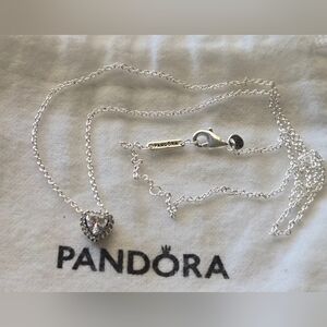 Pandora Silver Elevated Heart Necklace